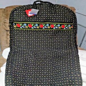 Vera Bradley Type Country Provencal Quilted Garment Bag Black Floral NWT